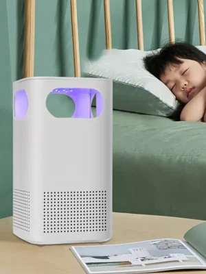 Child sleeping peacefully with air purifier