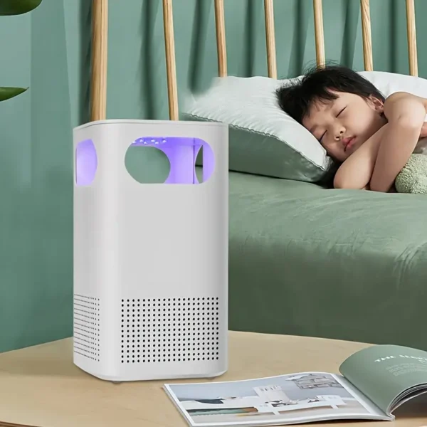 Child sleeping peacefully with air purifier